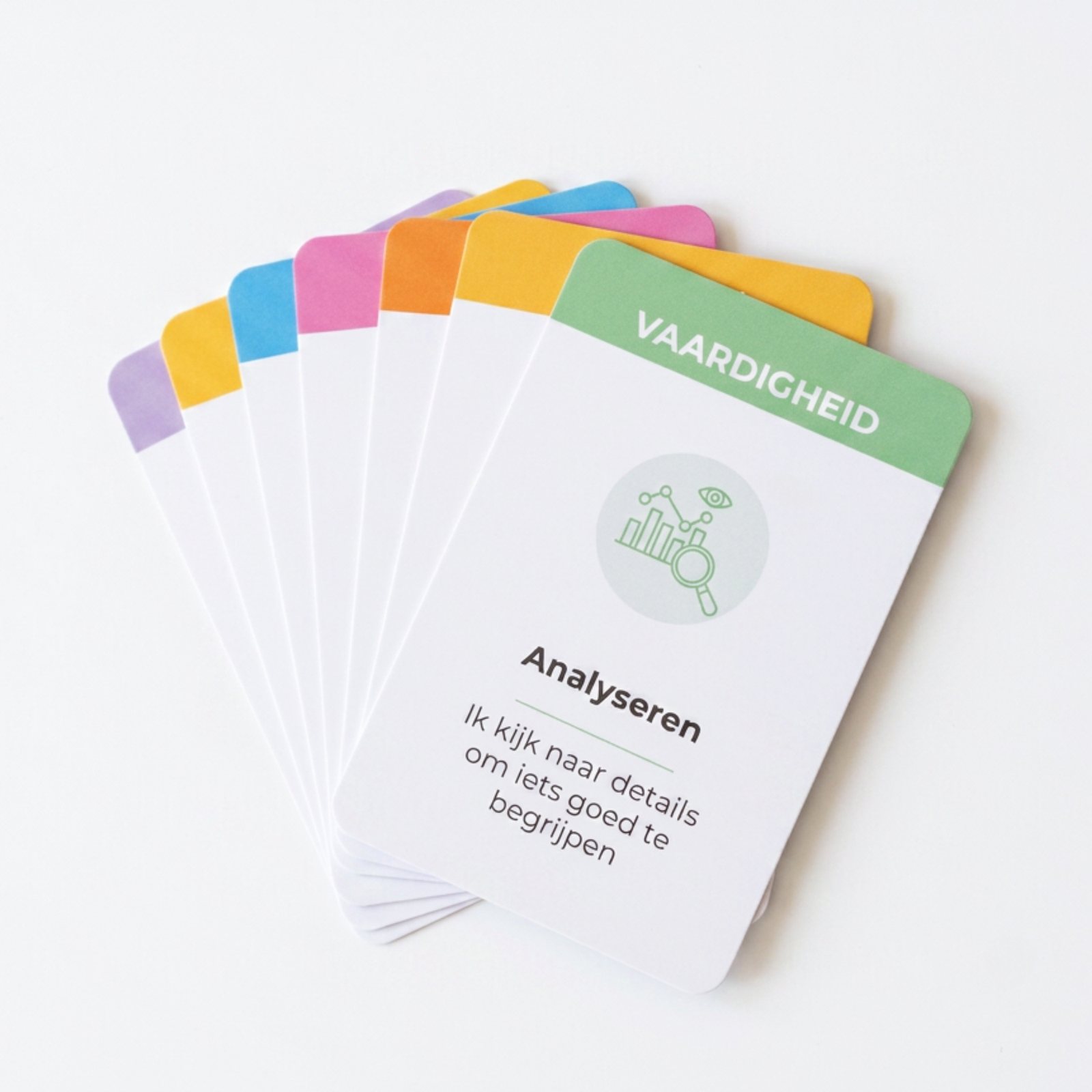Uitgewaaierde vaardigheidskaarten van het Studiekeuzespel